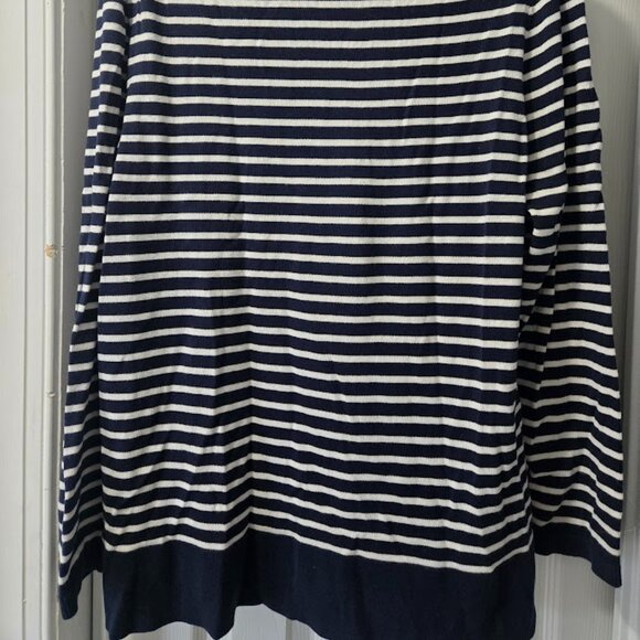 Crown & Ivy navy striped cotton holiday sweater with deer‎ XL - Picture 4 of 6